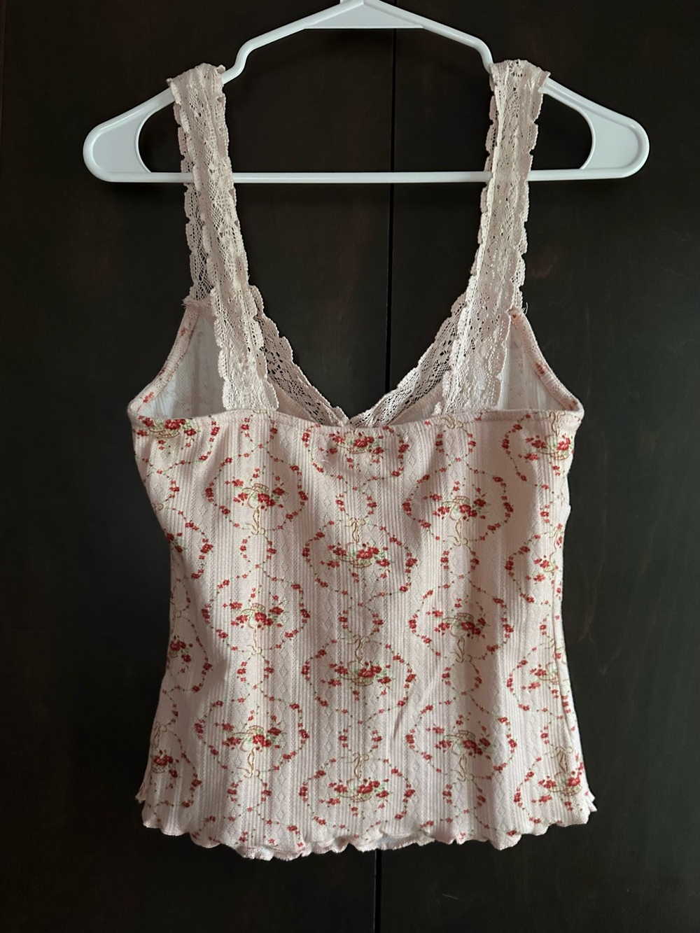 UO Kimchi Blue Blush Pink Floral Lace-Trim Tank - Picture 5 of 8